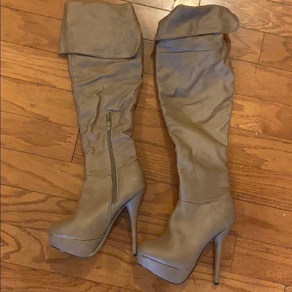Charlotte Russe Shoes - Tan Over the knee boots